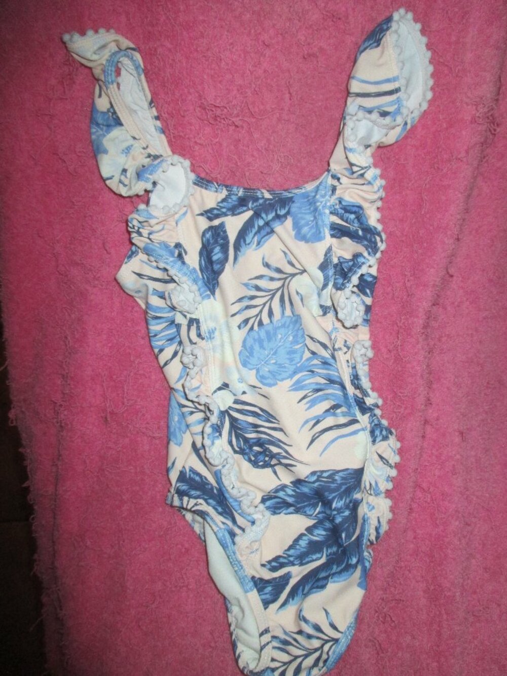 Tommy Bahama Girls One Piece Swimsuit Tropical Leaf Pattern Size 8- EUC